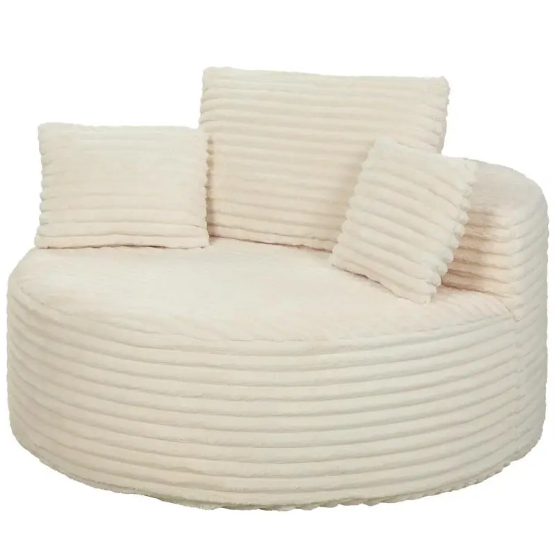 Deep-Seated Armchair with 4 Cushions, Cream White