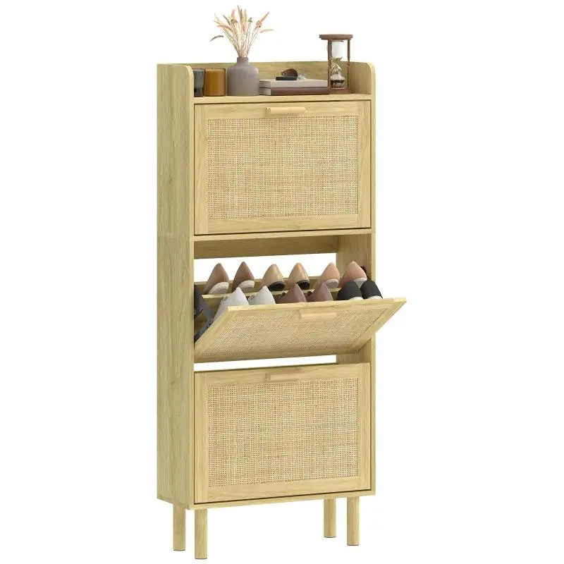Shoe Cabinet with 3 Tilt-Out Drawers