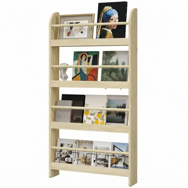 Wall-Mounted 4-Tier Book Shelf
