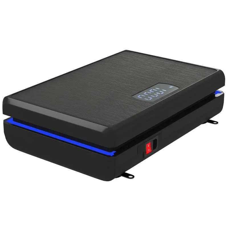 Vibration Platform with 120 Speeds, 5 Programs, LED Display, Light, Remote Control, 2 Elastic Bands, Black