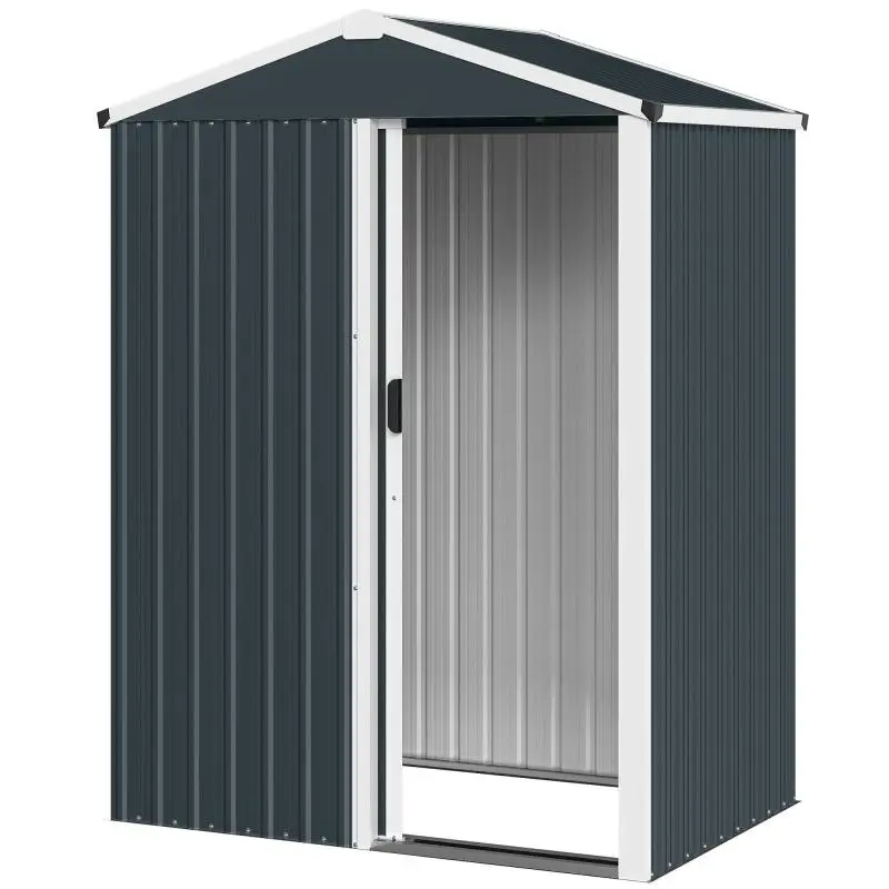Metal Garden Shed, 136 × 87 × 176 cm, Grey