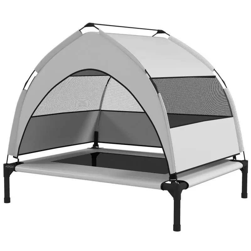 Outdoor Raised Dog Bed with Canopy, 76 x 61 x 70 cm