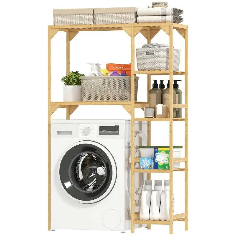 Bamboo Over Washer Storage Rack, 7 Shelves