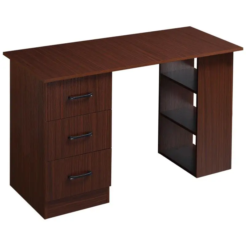 Wooden Office Desk with 3 Drawers and Shelves