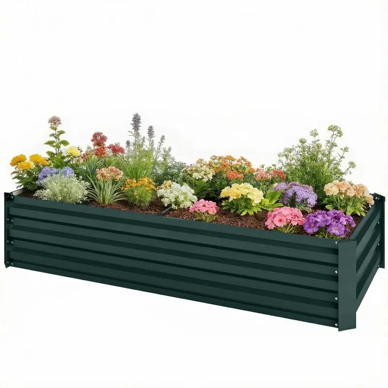 Galvanised Steel Garden Planter, 150 × 70 × 30 cm