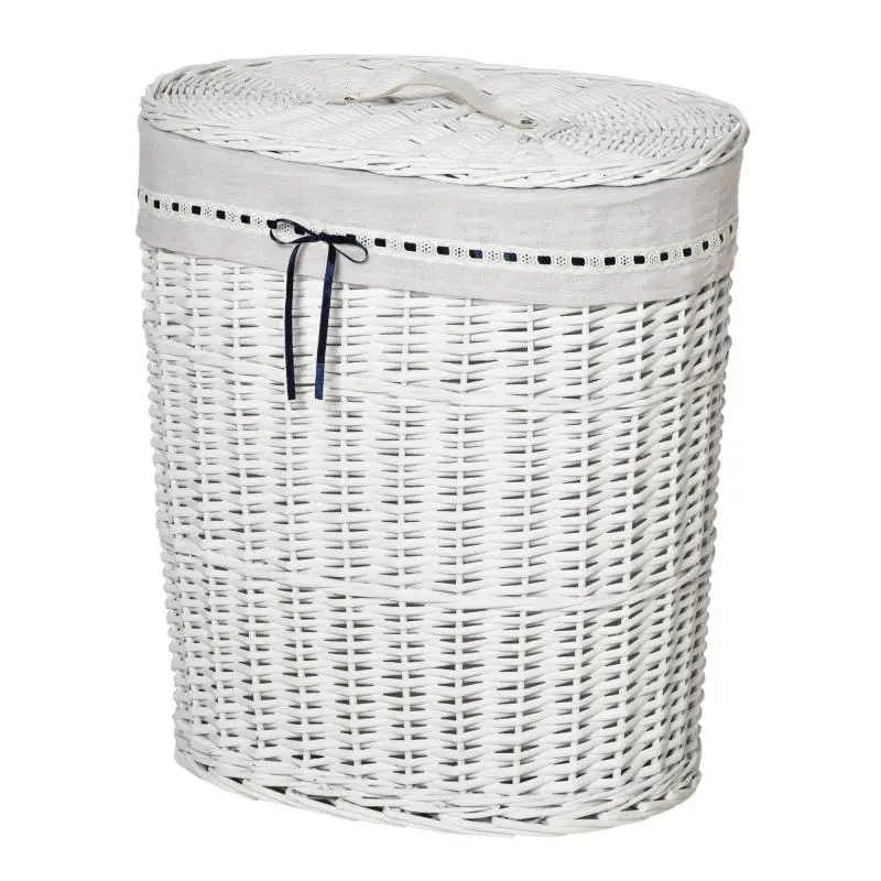 Wicker Laundry Basket with Lid and Washable Liner