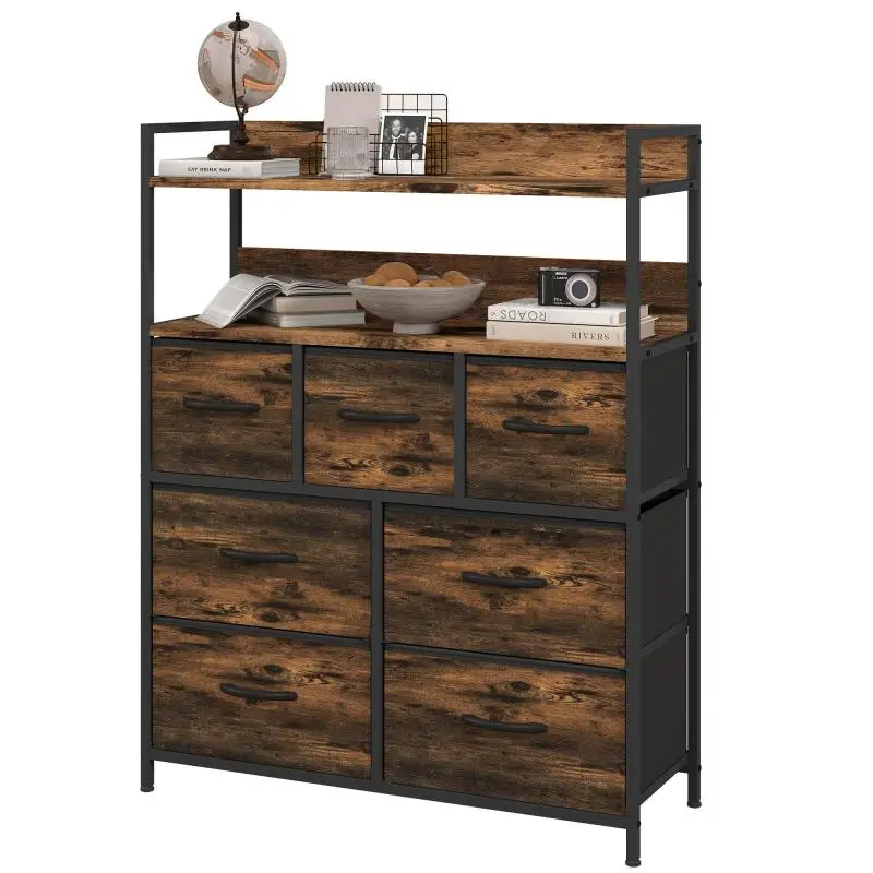 Chest of Drawers with 7 Removable Drawers, Rustic Brown