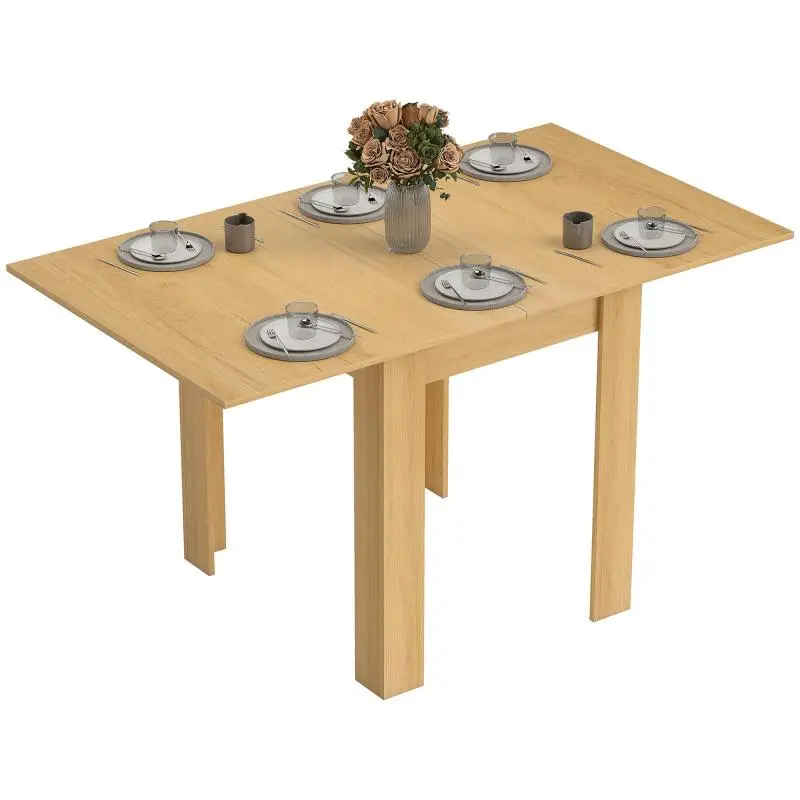 Extendable Dining Table 70-140x80 cm for 4-6 People with Natural Felt Cushions