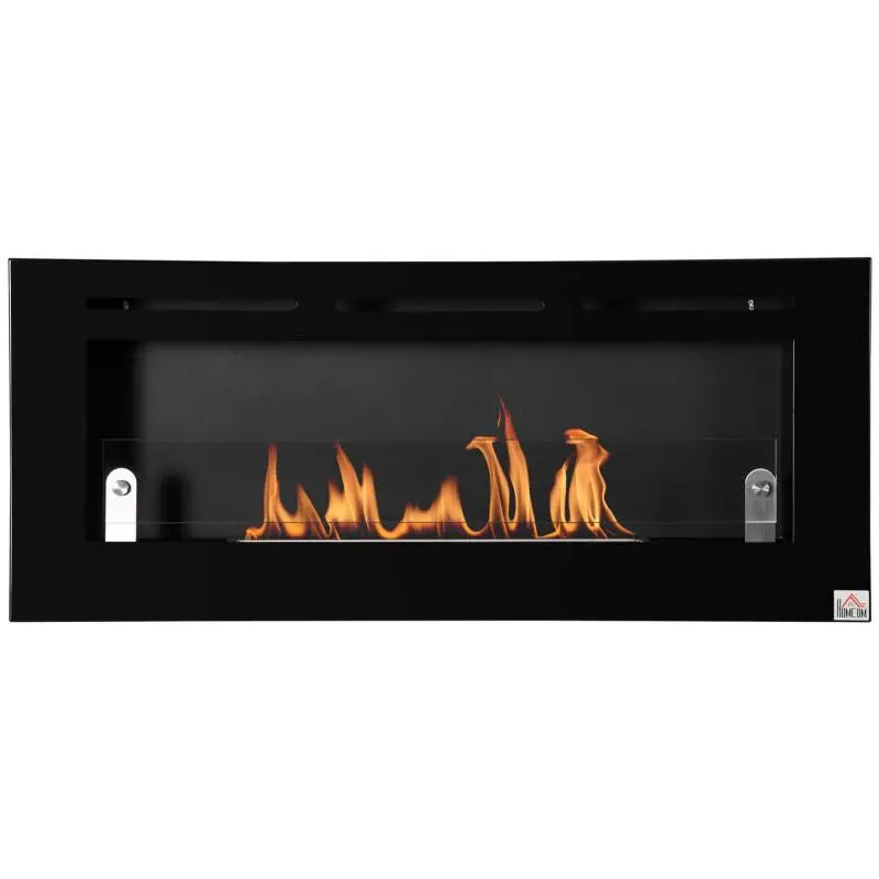 Wall-Mounted Bioethanol Fireplace, 2.8 L, Black