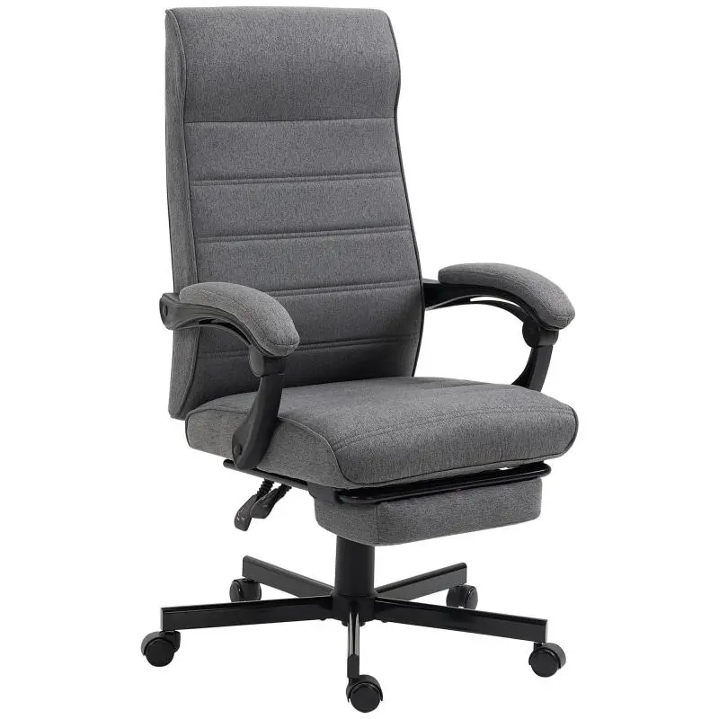 Reclining Office Chair with Footrest, Grey