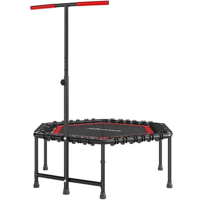 Fitness Trampoline with Adjustable Handle, 114 cm, Red