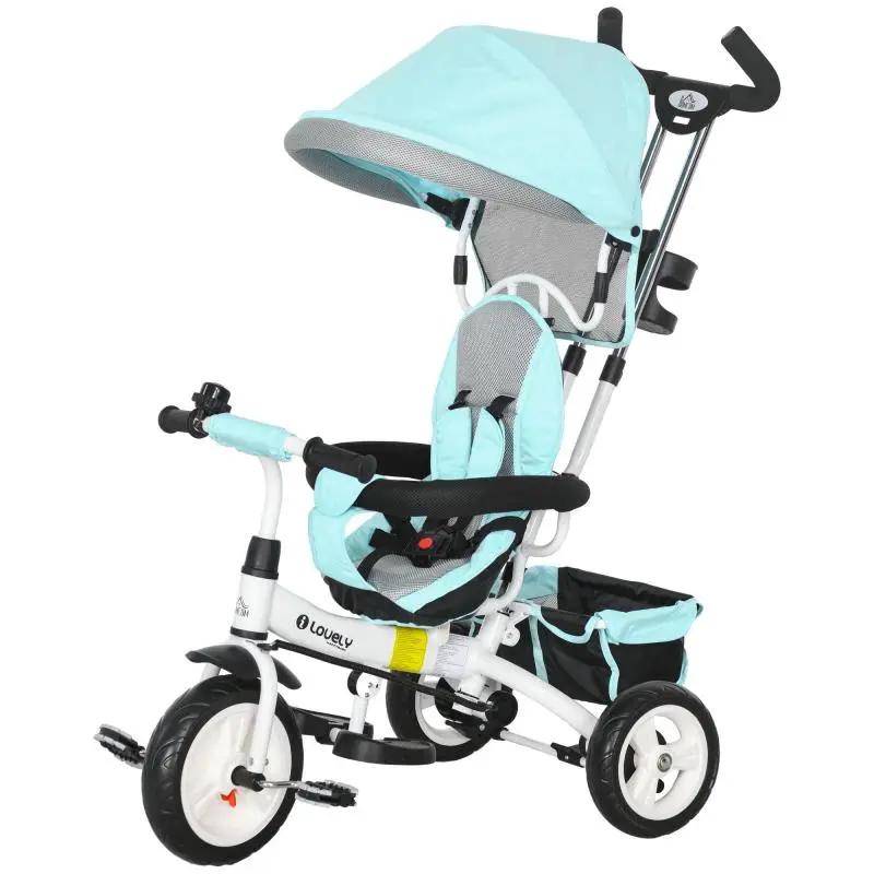 6-in-1 Children’s Tricycle with Canopy, Green