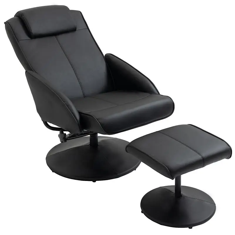 Recliner with Footstool, Black