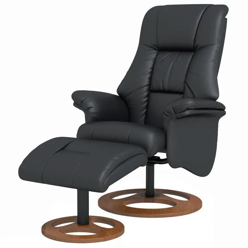 Recliner with Footstool, 77 × 89 × 110 cm, Black