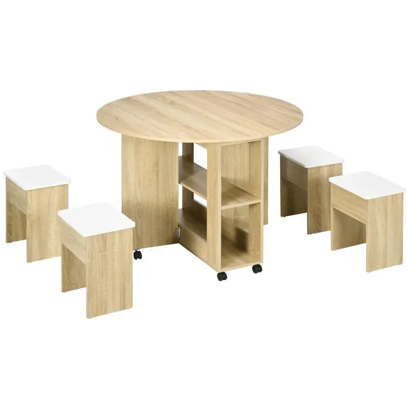 5-Piece Drop-Leaf Dining Set with Castors