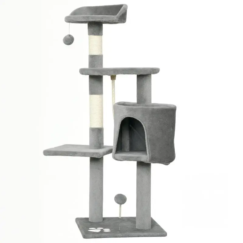 Grey Cat Tree, 40 × 40 × 114 cm