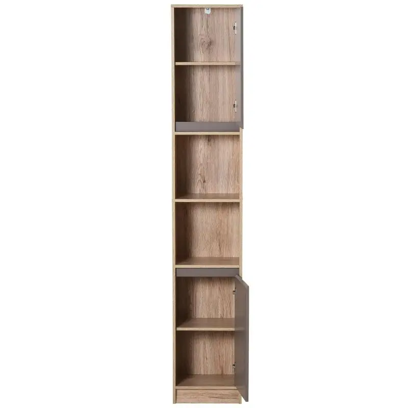 Tall Bathroom Cabinet, 30 × 24 × 170 cm, Grey and Oak