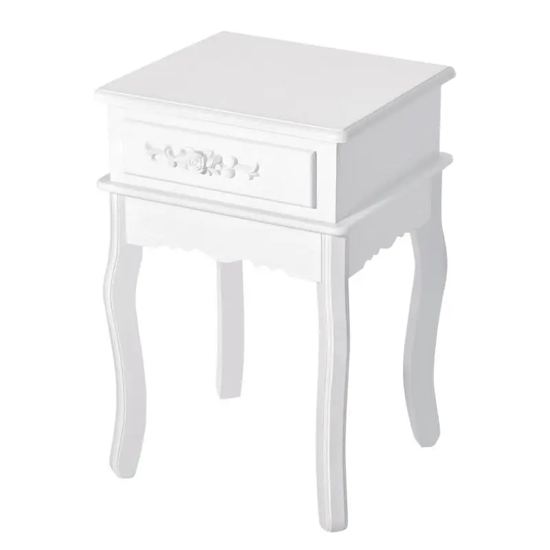 White Bedside Table with Drawer