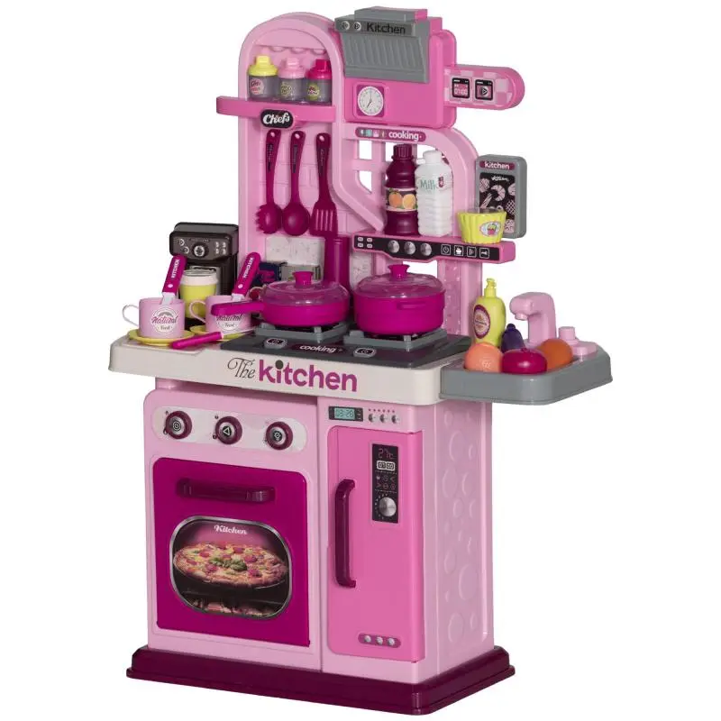 33-Piece Kids Play Kitchen Accessory Set, Pink