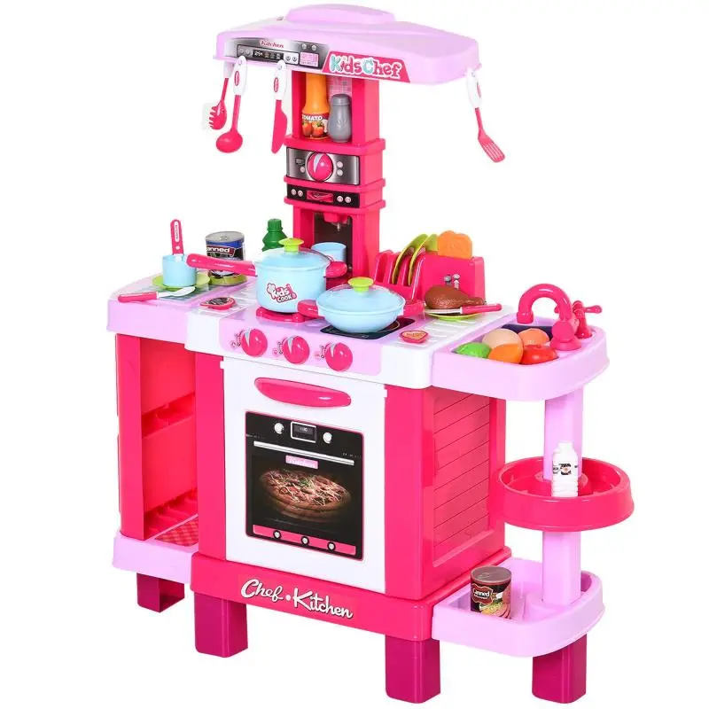 Children's Play Kitchen with Lights and Sounds, Pink