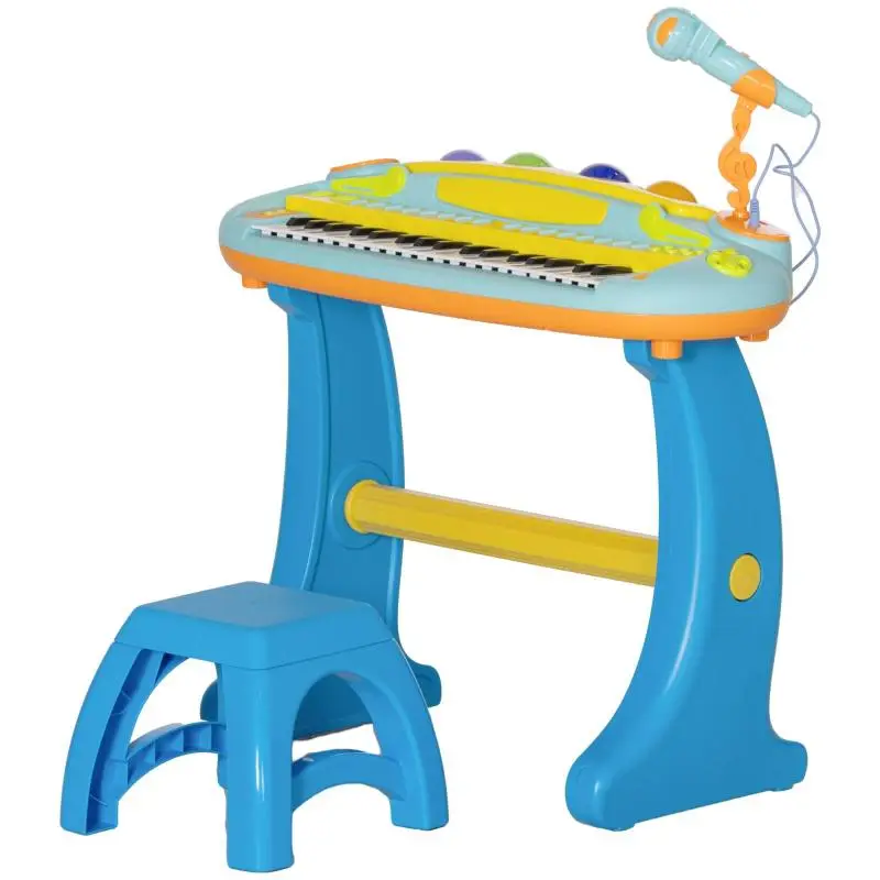 37-Key Children's Electronic Piano with Stool, Blue