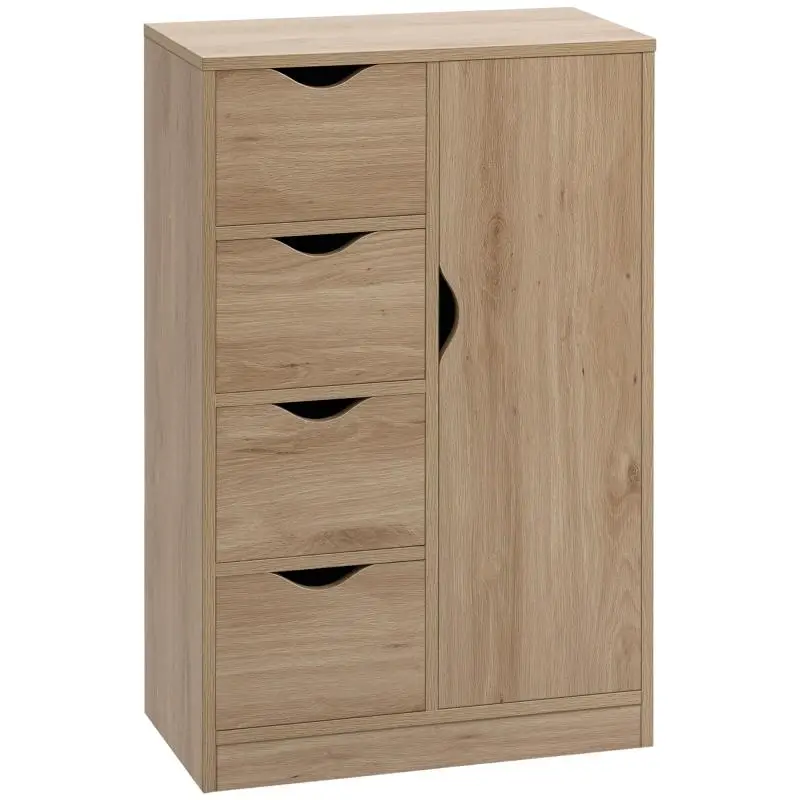 Bathroom Cabinet with 4 Drawers and 2-Tier Storage