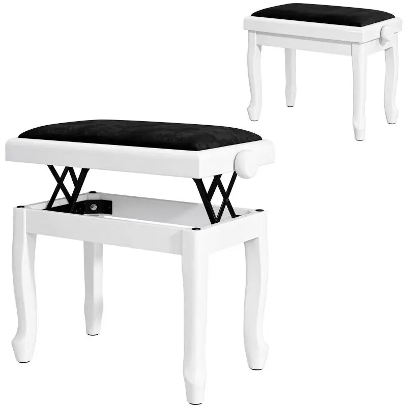 Height-Adjustable Piano Bench, White