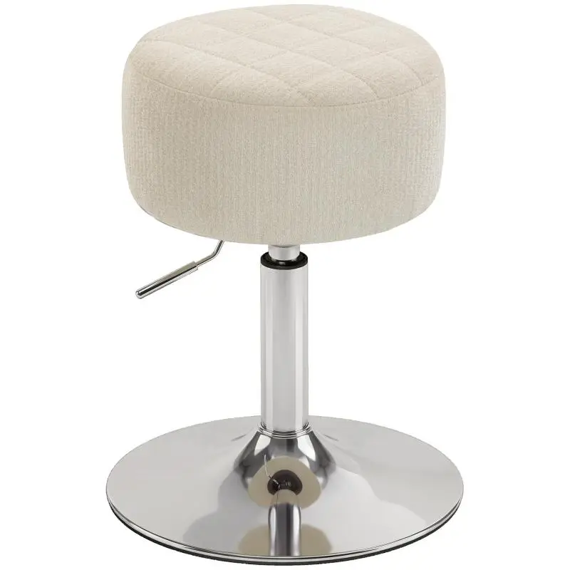 Height-Adjustable Swivel Vanity Stool, Cream