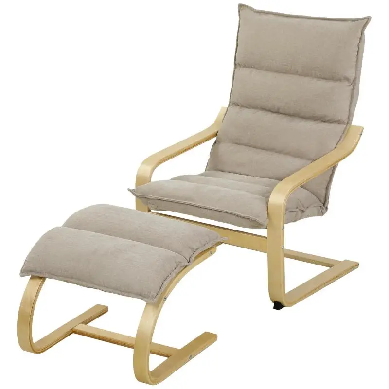 Rocking Lounge Chair with Footrest, Beige