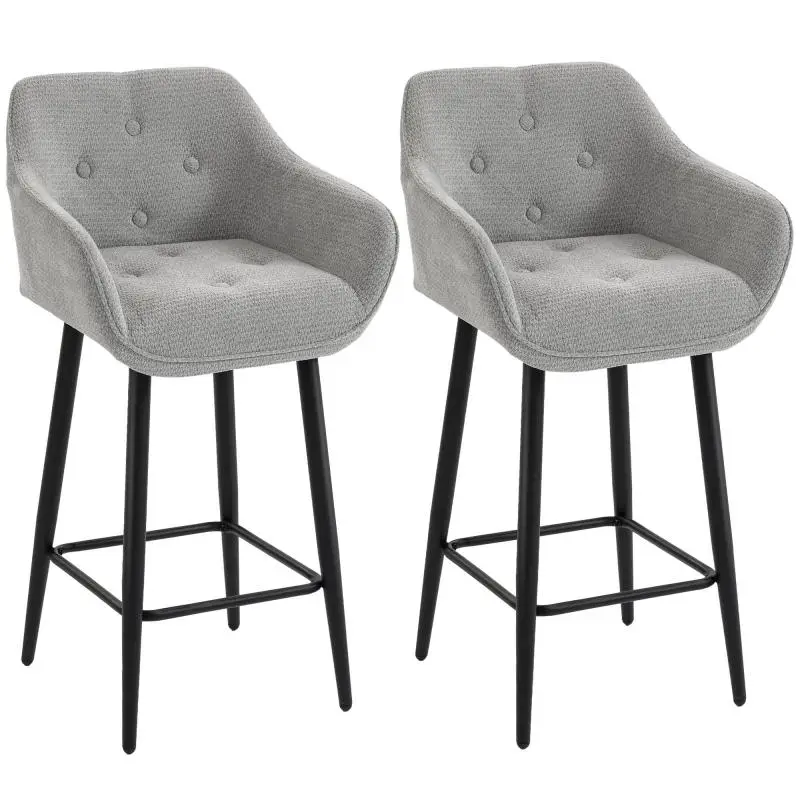 Set of 2 Chenille Bar Stools, 67 cm Seat Height
