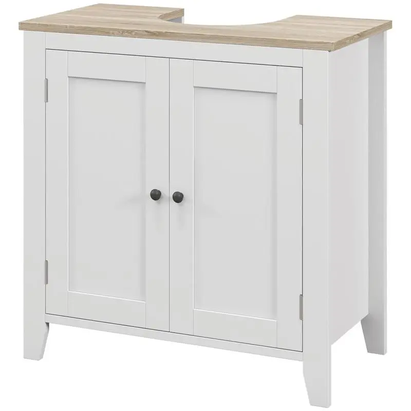 U-Shaped Under-Sink Bathroom Cabinet, White