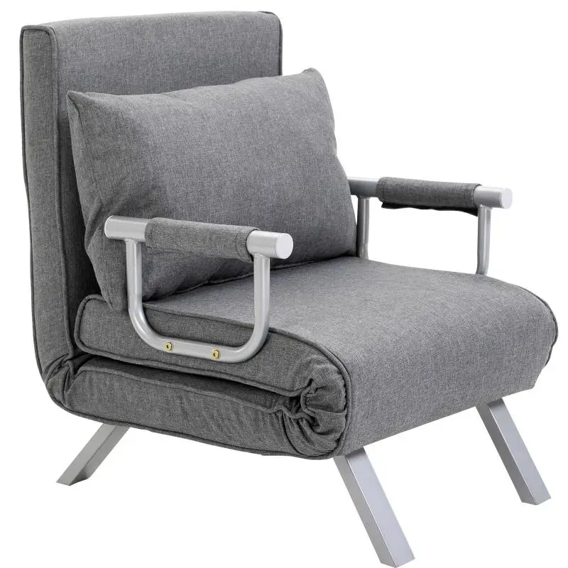 3-in-1 Sleeper Chair, Foldable Sofa Bed with Adjustable Backrest and Cushion, Guest Bed in Linen Look, Relaxing Chair, Folding Chair for Living Room and Bedroom, 65 x 69 x 80 cm, Light Grey