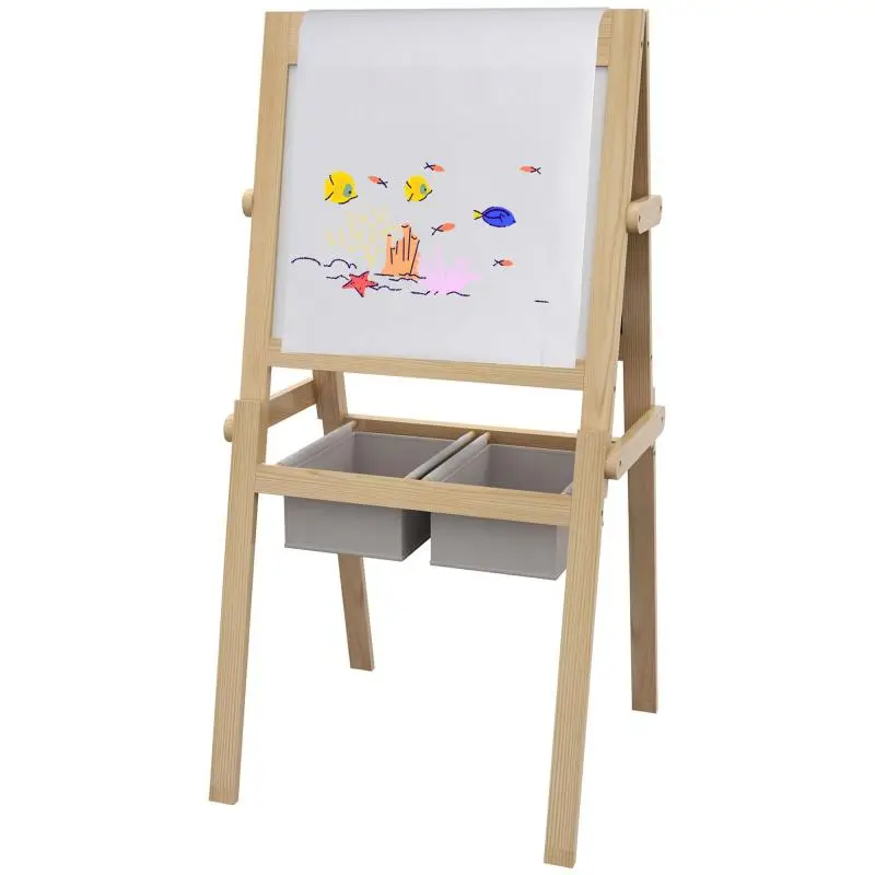 3-in-1 Kids Easel with Chalkboard and Whiteboard