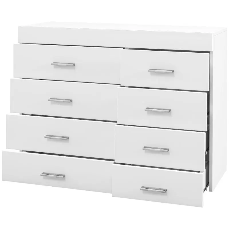 White Chest of Drawers with 8 Drawers