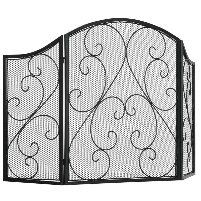 Fireplace Screen, Vintage Design, Black