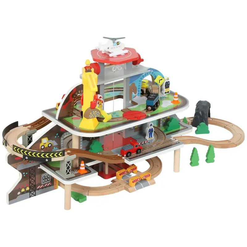 Wooden Train Set, 79 Pieces, 4 Levels