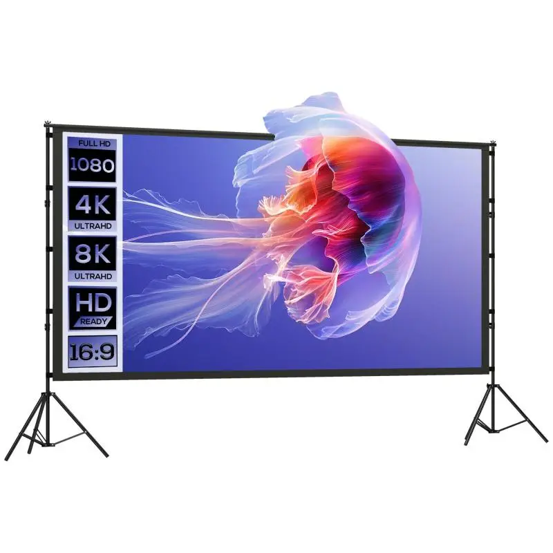Projector Screen with Stand, 120 Inch