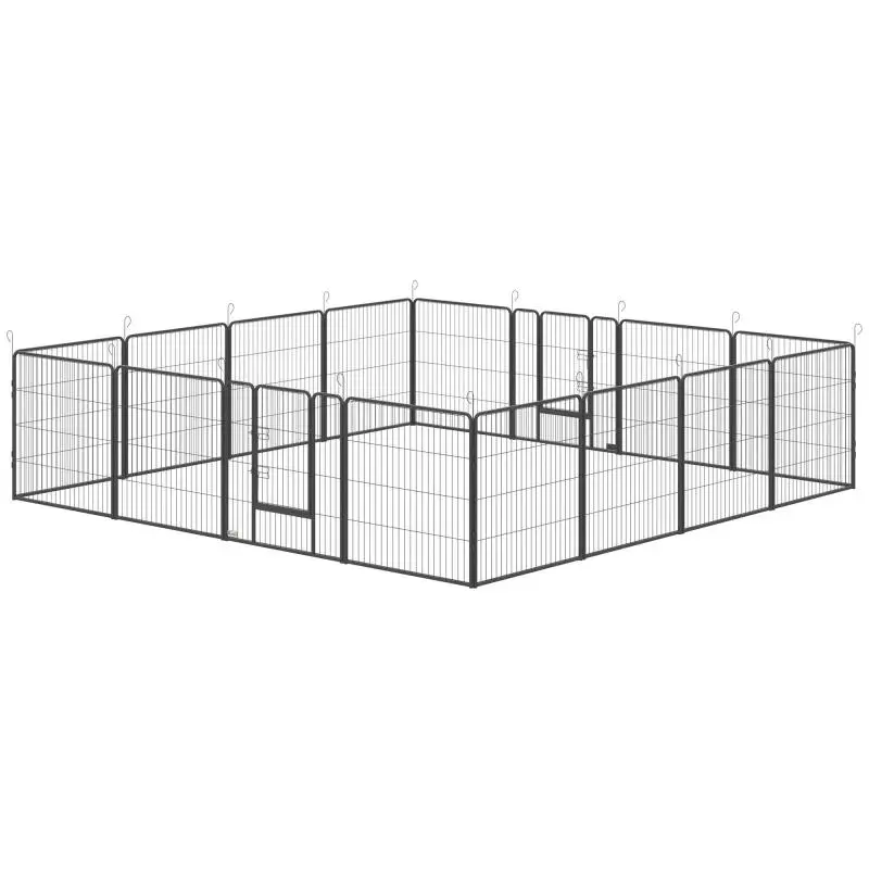 Foldable Puppy Playpen, 16 Panels, Grey