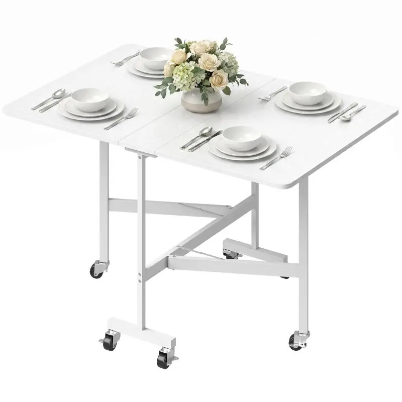 Foldable Dining Table with Wheels, 120 cm