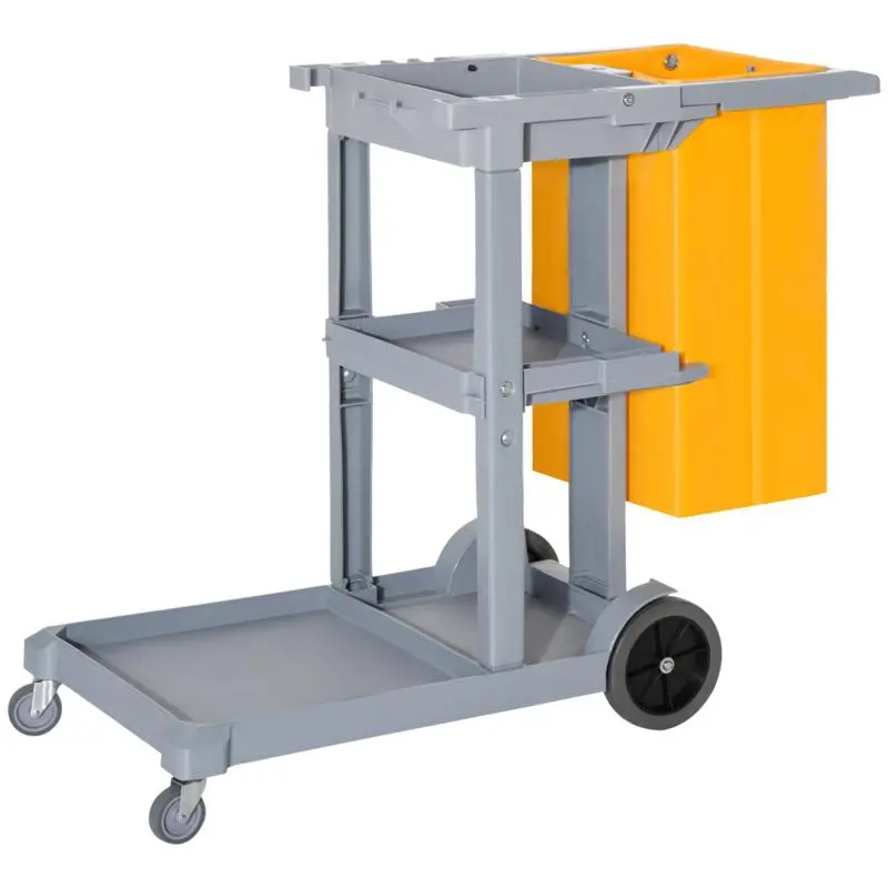 Cleaning Cart with 3 Shelves and 100 L Bag