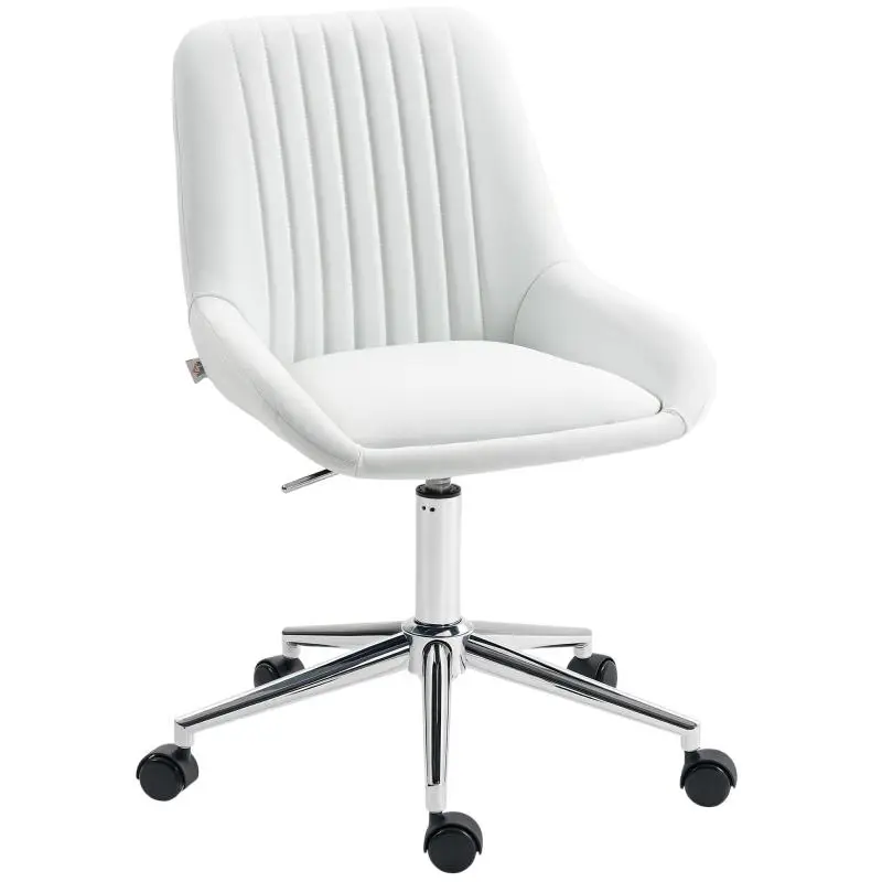 Armless Office Chair, Height Adjustable, White