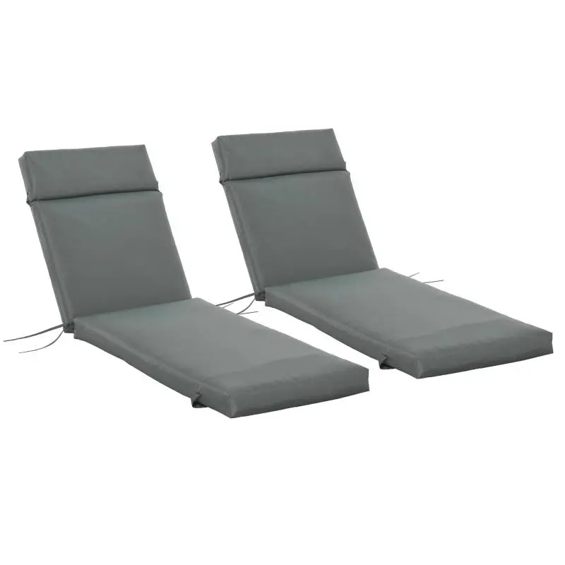 Set of 2 Sun Lounger Cushions, 196 cm, Dark Grey