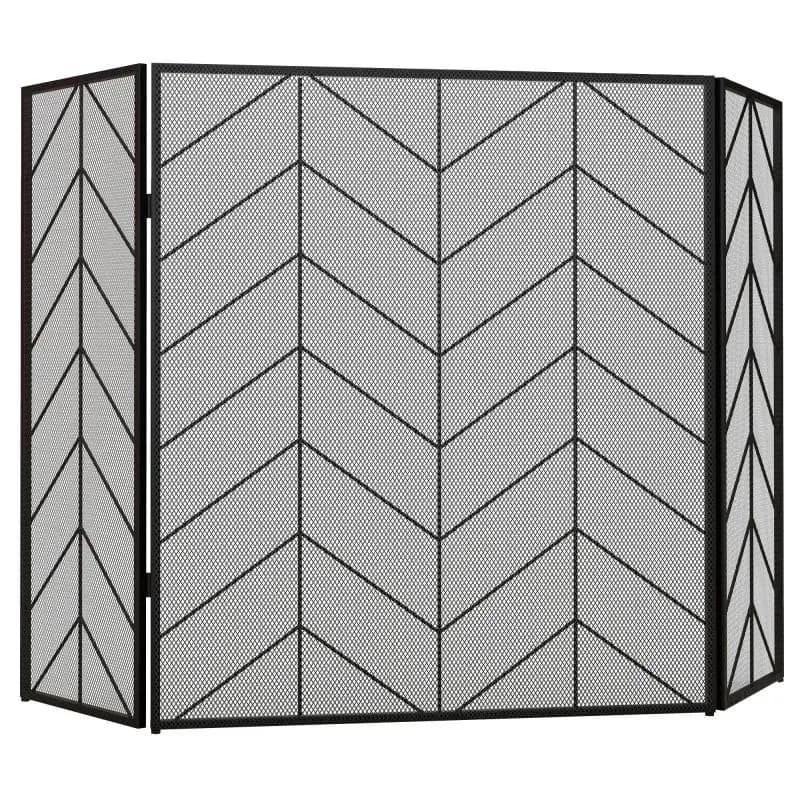 Folding Fireplace Spark Guard, 135 cm, Black