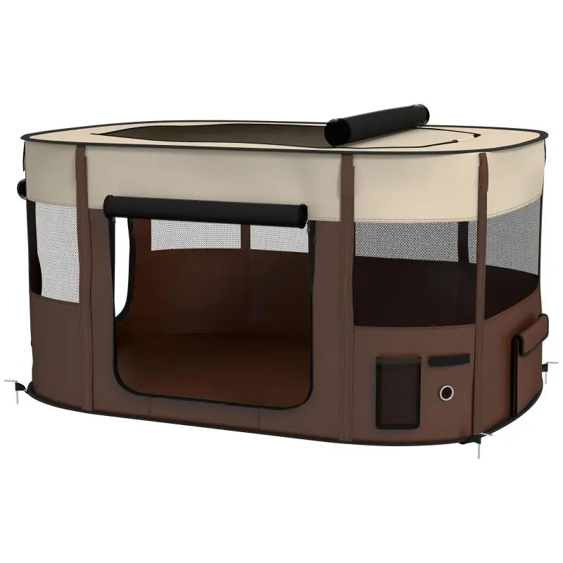 Foldable Pet Playpen with Windows and Doors