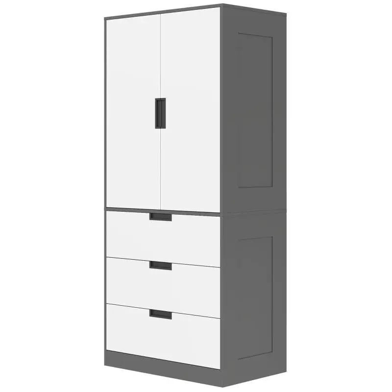 Bedroom Wardrobe with 2 Soft-Close Doors and 3 Drawers