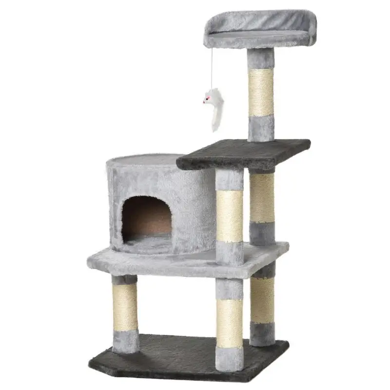 Plush-Covered Cat Tower with Scratching Posts, 100 cm