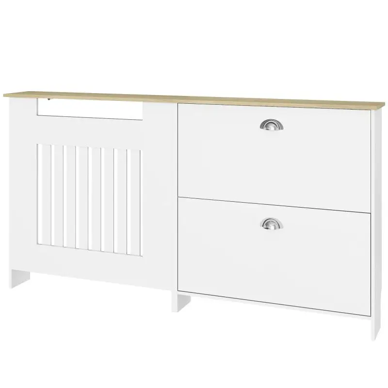 Radiator Cover with Shoe Cabinet, White