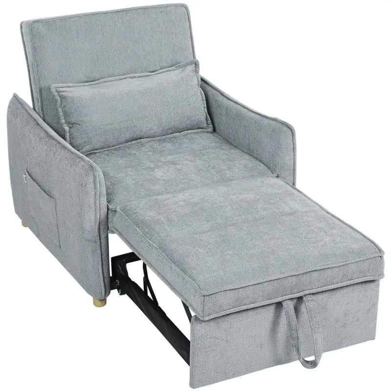 3-in-1 Convertible Single Armchair Bed, Grey
