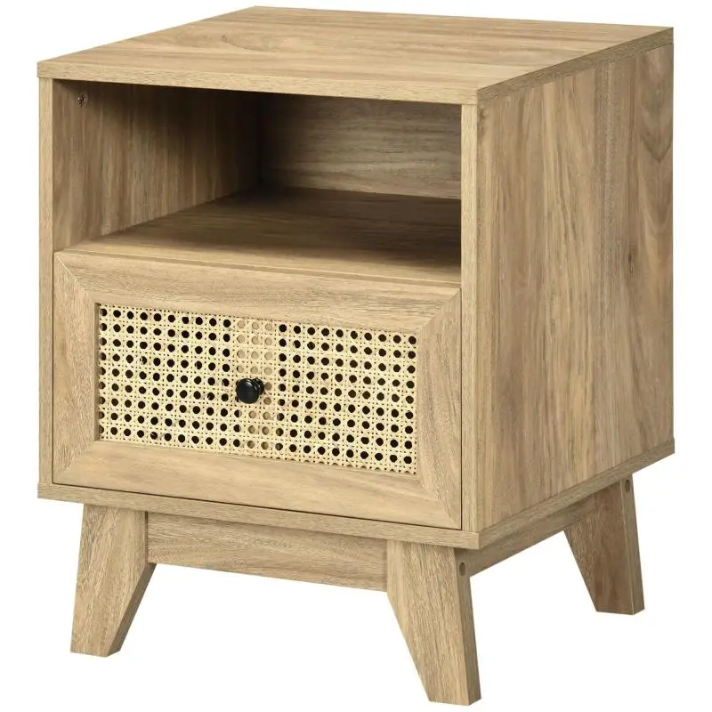 Bedside Table with Drawer and Open Shelf