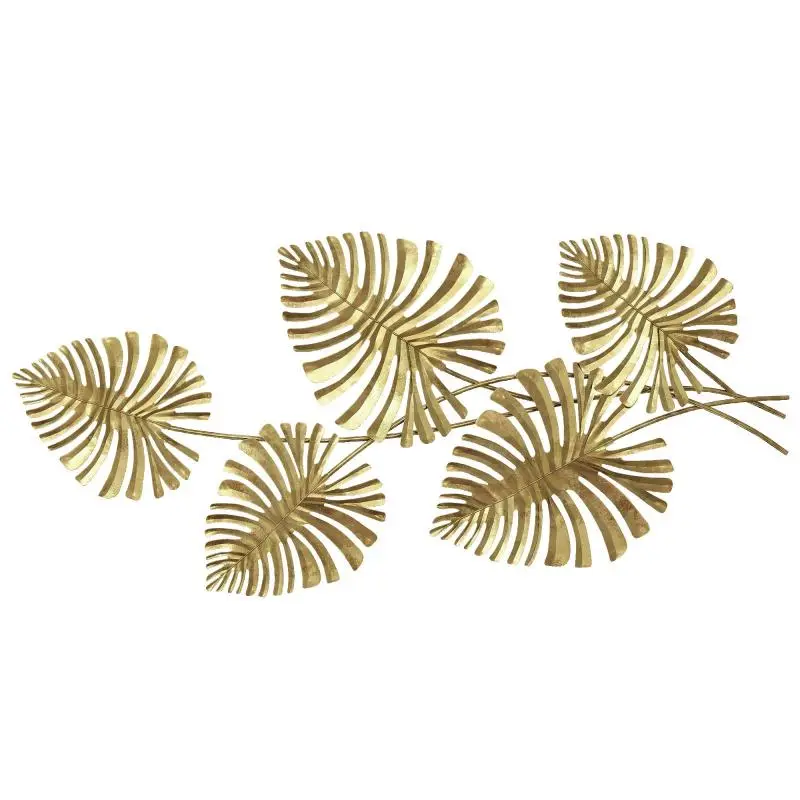 Gold Metal Monstera Wall Art, 83 x 2.5 x 39 cm